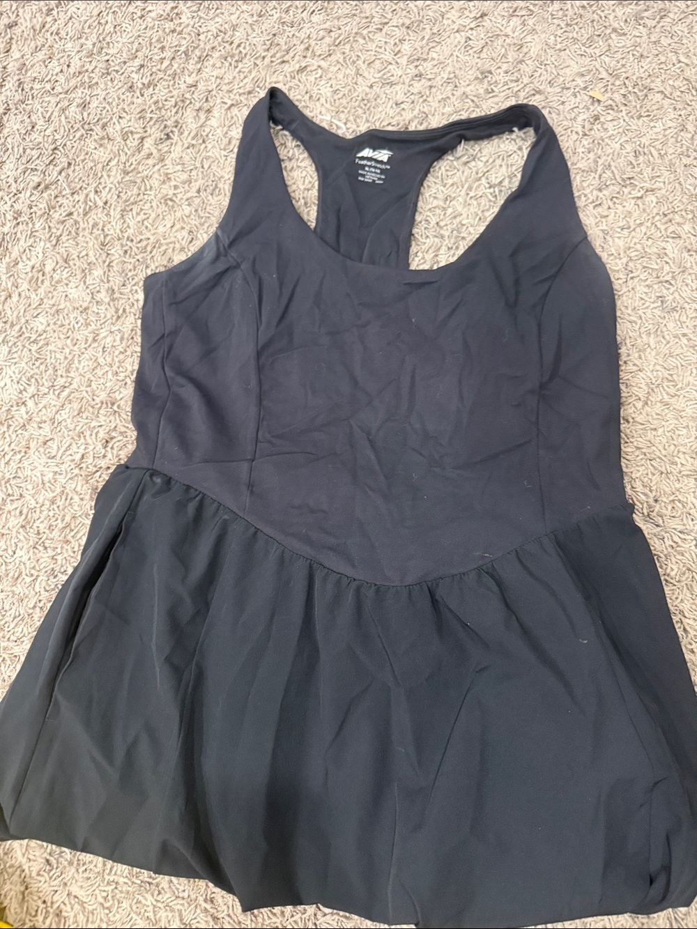 Avia Black Racerback Swim Dress with Flared Skirt